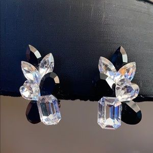 Vintage Love Lines glass clip earrings